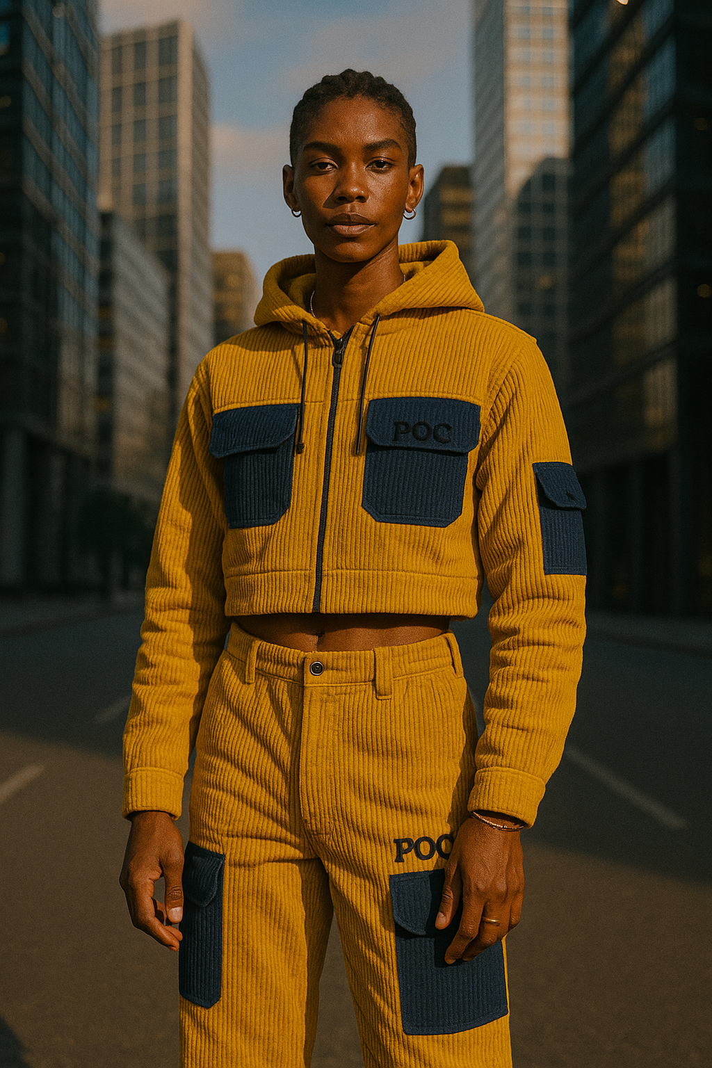 POC Hoodie Crop Top Design & Double Pocket Trouser Co-Ord Set