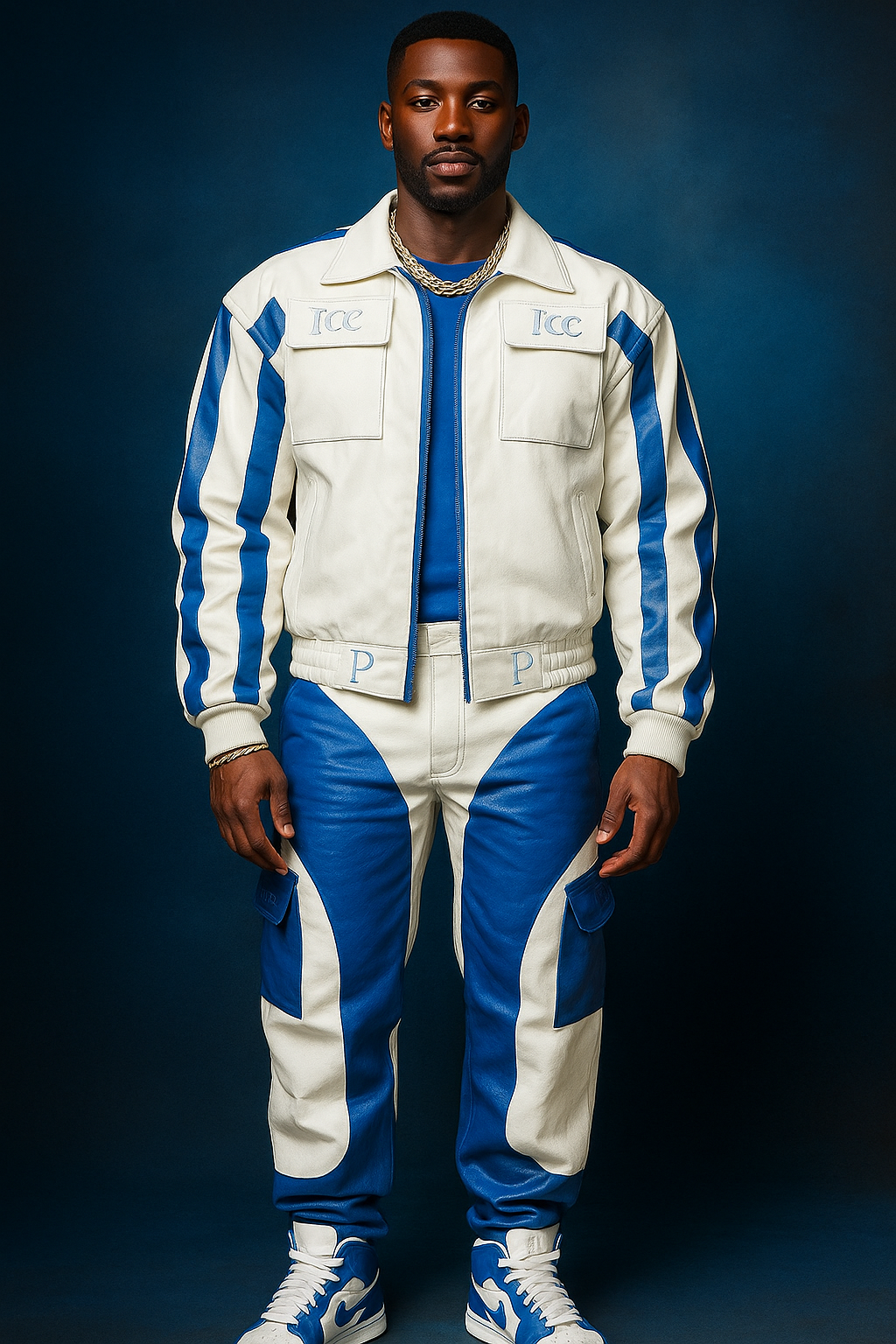Blue and White tracksuit 